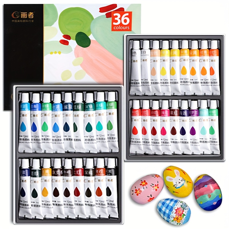 Gouache Paint Set - Gouache-Farbset, 36 Farben, 12 ml/0,4 Unzen,